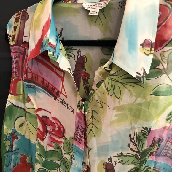 St John Sport XL Sleeveless blouse Silk - Picture 2 of 4